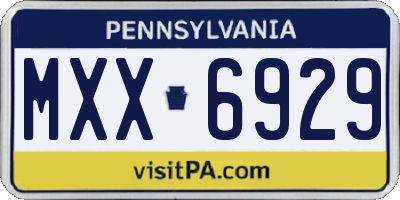 PA license plate MXX6929