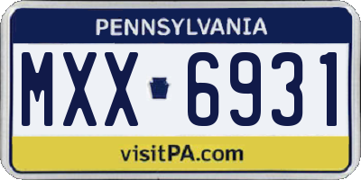 PA license plate MXX6931