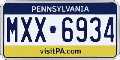 PA license plate MXX6934
