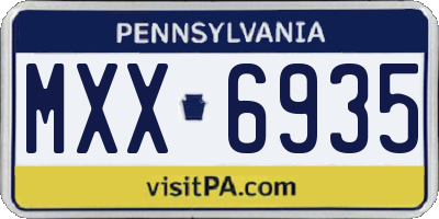 PA license plate MXX6935
