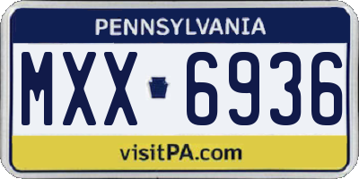 PA license plate MXX6936