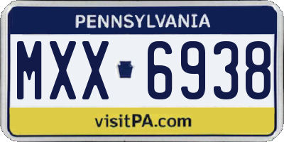 PA license plate MXX6938