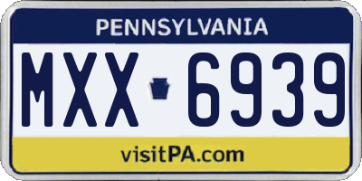 PA license plate MXX6939