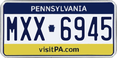 PA license plate MXX6945