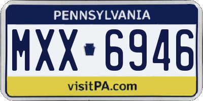 PA license plate MXX6946