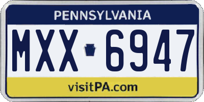 PA license plate MXX6947