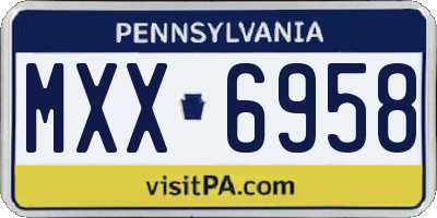 PA license plate MXX6958