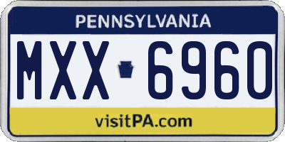 PA license plate MXX6960