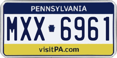 PA license plate MXX6961