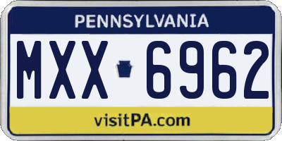 PA license plate MXX6962