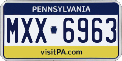 PA license plate MXX6963