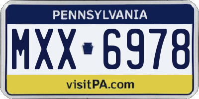 PA license plate MXX6978