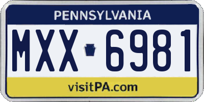 PA license plate MXX6981