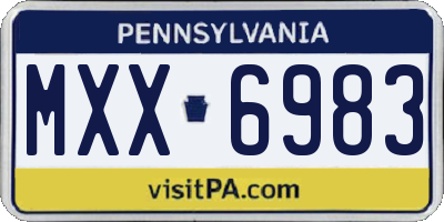 PA license plate MXX6983