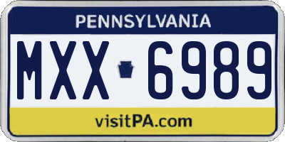PA license plate MXX6989