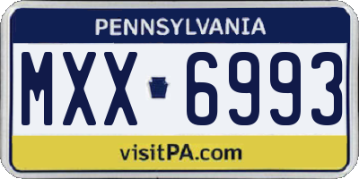 PA license plate MXX6993