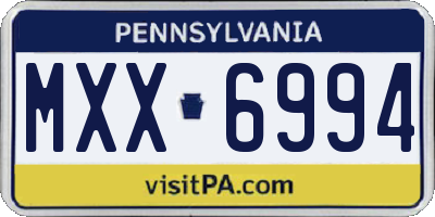 PA license plate MXX6994