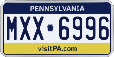 PA license plate MXX6996