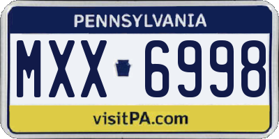 PA license plate MXX6998