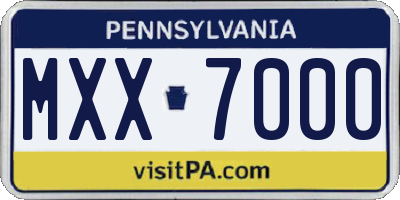 PA license plate MXX7000