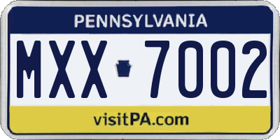 PA license plate MXX7002
