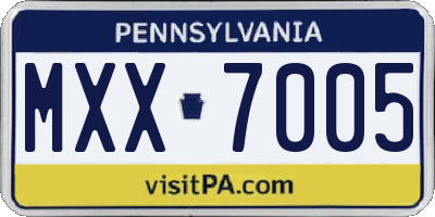 PA license plate MXX7005