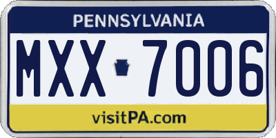 PA license plate MXX7006