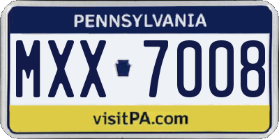 PA license plate MXX7008