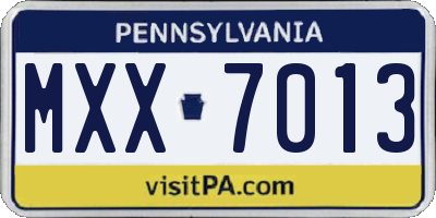 PA license plate MXX7013