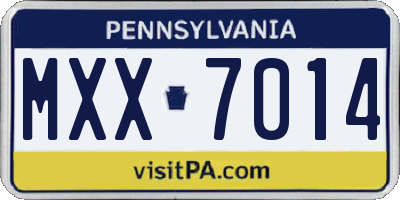PA license plate MXX7014