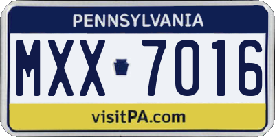 PA license plate MXX7016