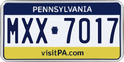 PA license plate MXX7017