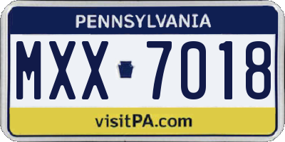 PA license plate MXX7018