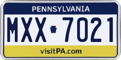 PA license plate MXX7021