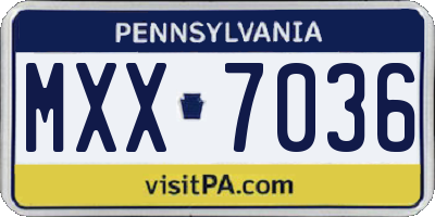 PA license plate MXX7036