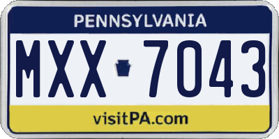 PA license plate MXX7043