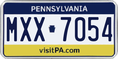 PA license plate MXX7054