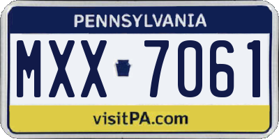 PA license plate MXX7061