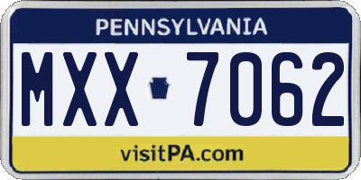 PA license plate MXX7062