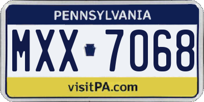 PA license plate MXX7068
