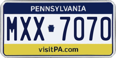 PA license plate MXX7070