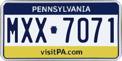 PA license plate MXX7071