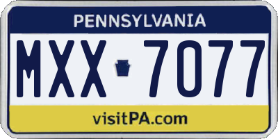 PA license plate MXX7077