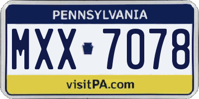 PA license plate MXX7078
