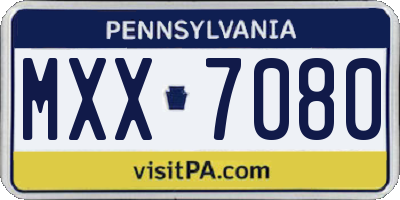 PA license plate MXX7080