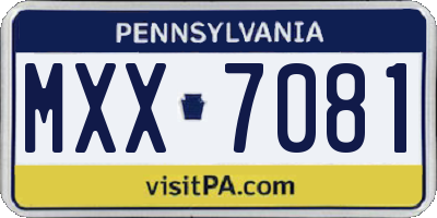 PA license plate MXX7081