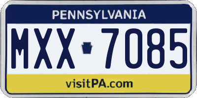 PA license plate MXX7085