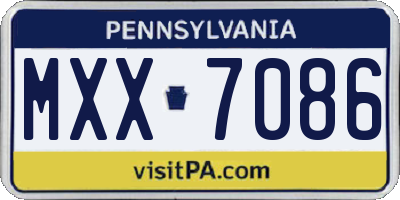 PA license plate MXX7086