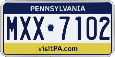 PA license plate MXX7102
