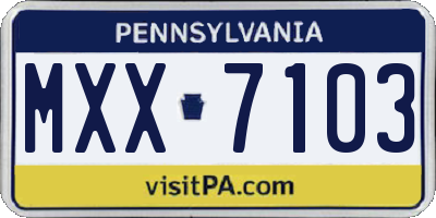 PA license plate MXX7103